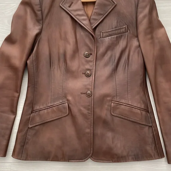 Ralph Lauren Blue Label Brown Lamb Leather Blazer - Picture 4 of 15